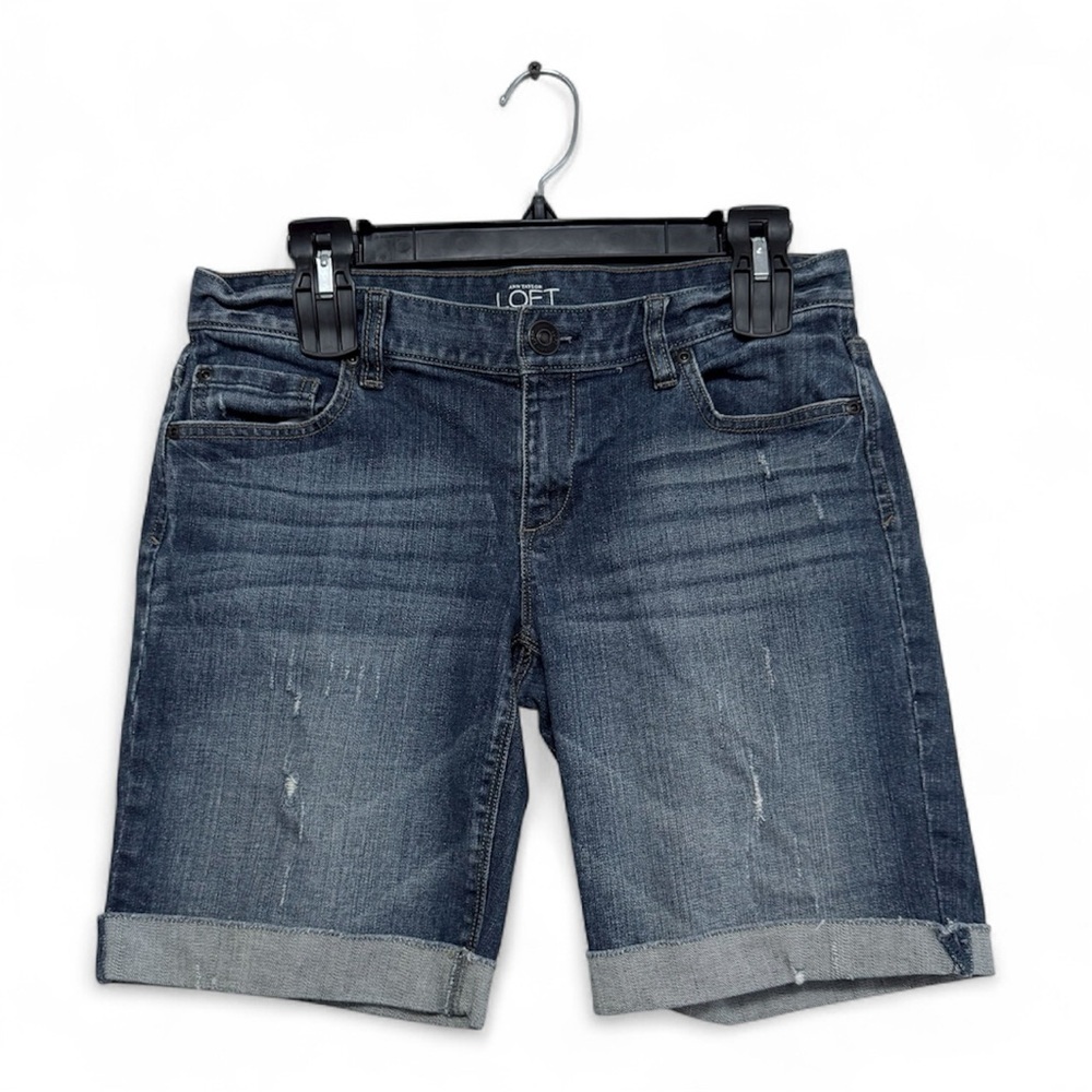 LOFT Denim Distressed Boyfriend Shorts